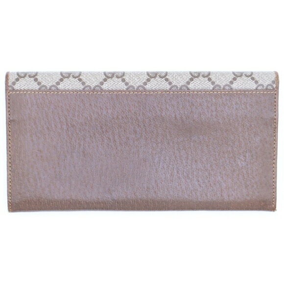 Gucci GG Supreme Logo Plate Leather Long Wallet Bifold Beige Brown - Picture 2 of 6